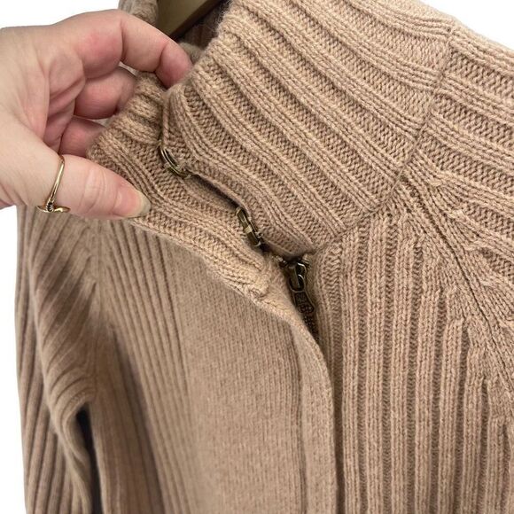 Lauren Ralph Lauren Women's Lambswool Sweater Mock Front Zip Tan Size Small - Picture 10 of 10